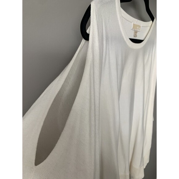 Michael Kors Women Drape Sweater XLarge Egg White Soft Knit Cold Shoulder - Picture 2 of 6